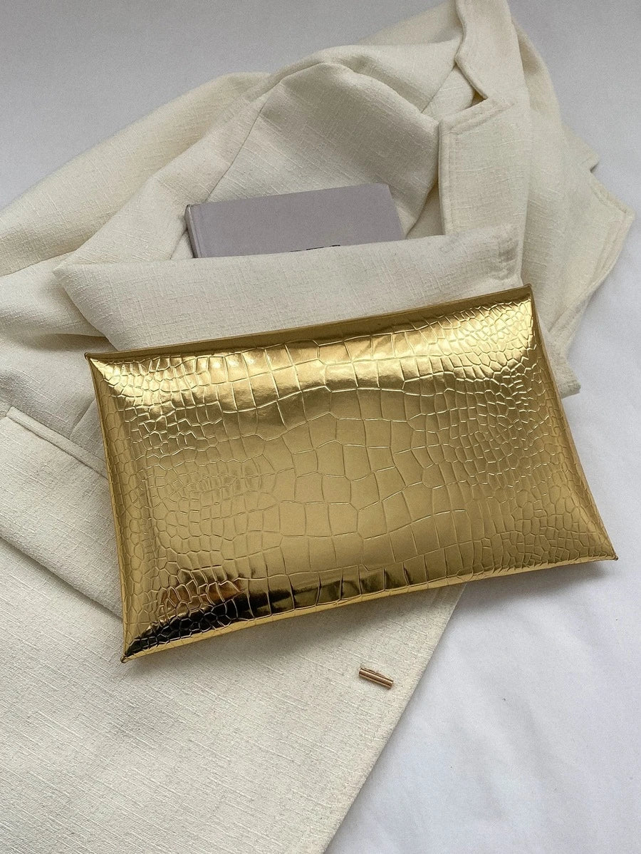 Irene – Elegant Crocodile Print PU Clutch