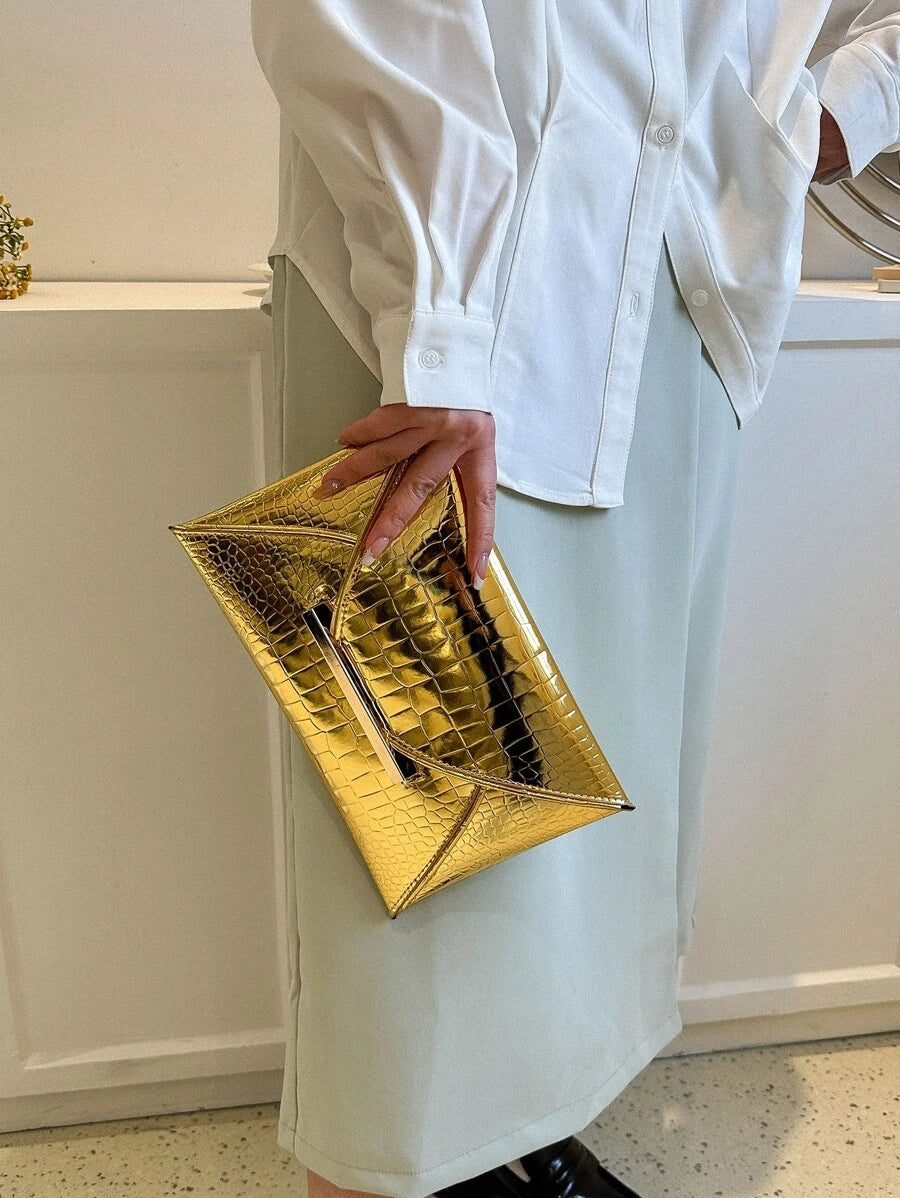Irene – Elegant Crocodile Print PU Clutch