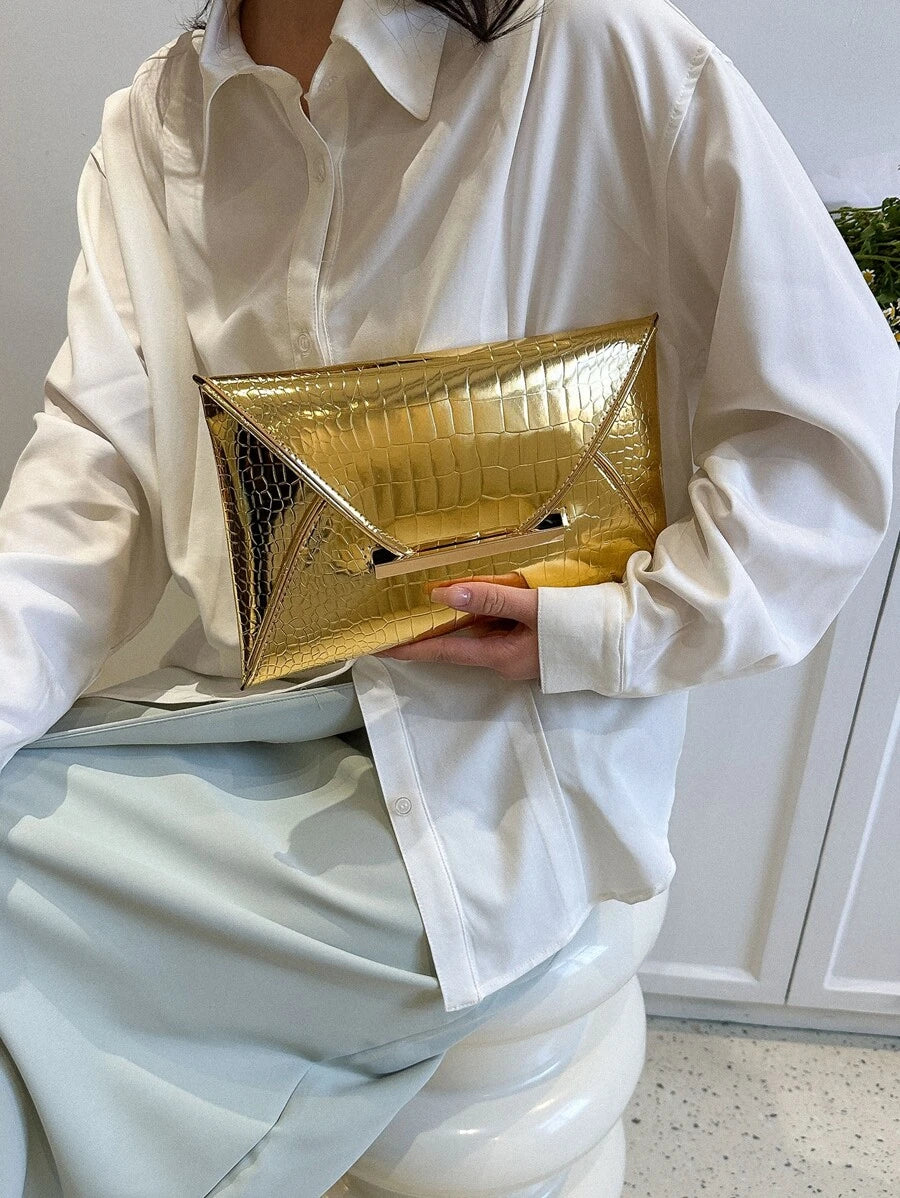 Irene – Elegant Crocodile Print PU Clutch