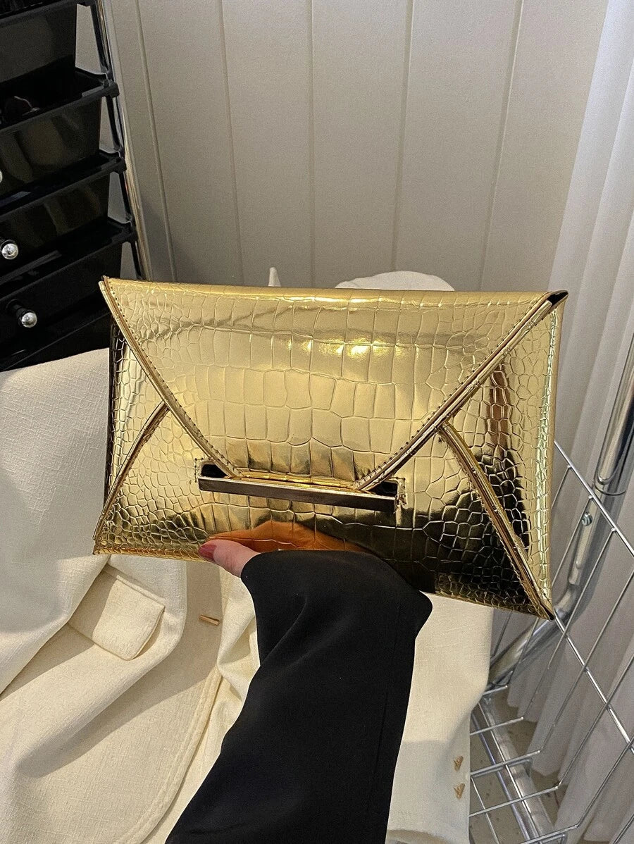 Irene – Elegant Crocodile Print PU Clutch