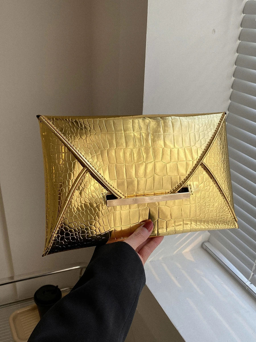 Irene – Elegant Crocodile Print PU Clutch