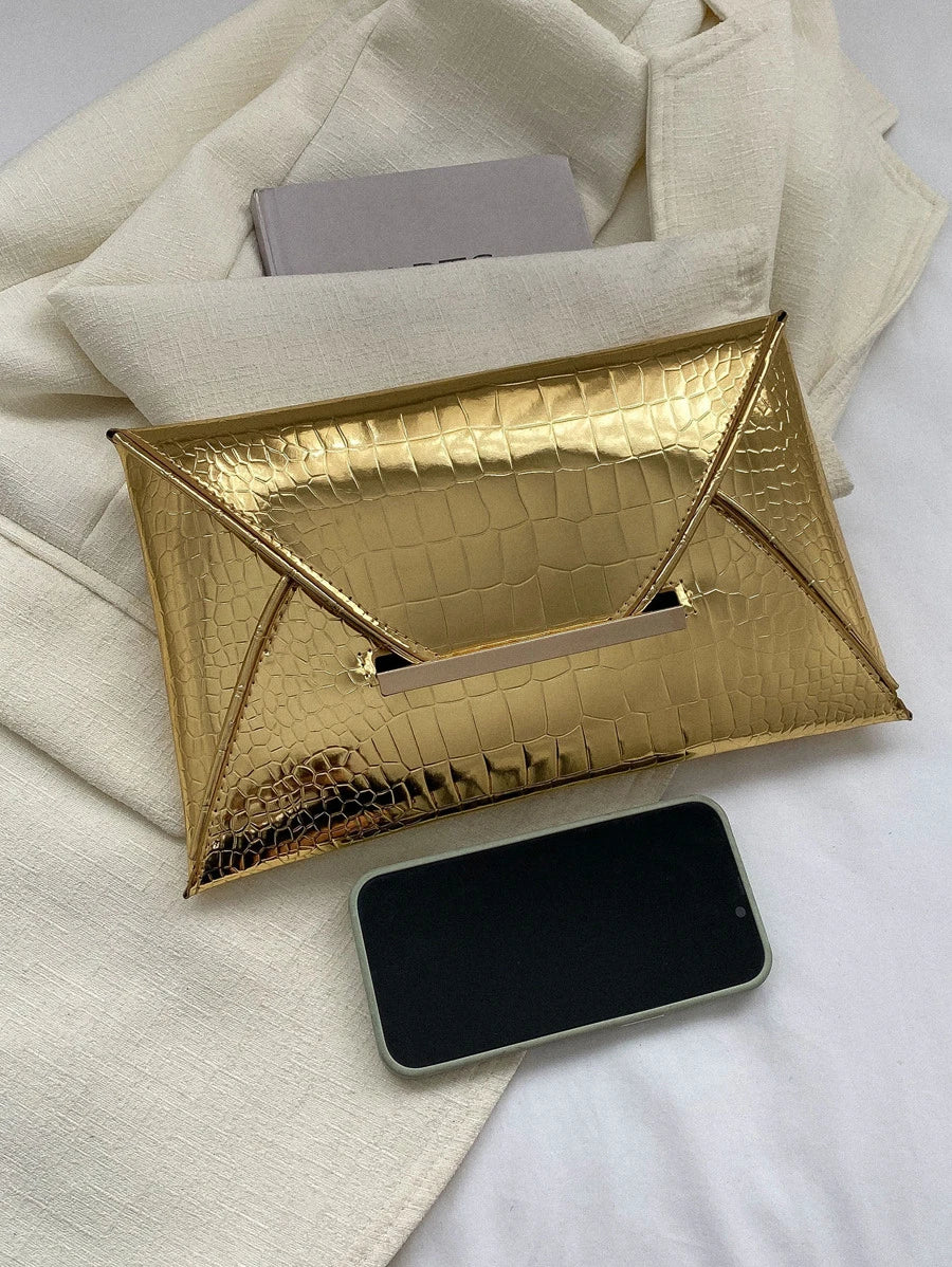 Irene – Elegant Crocodile Print PU Clutch