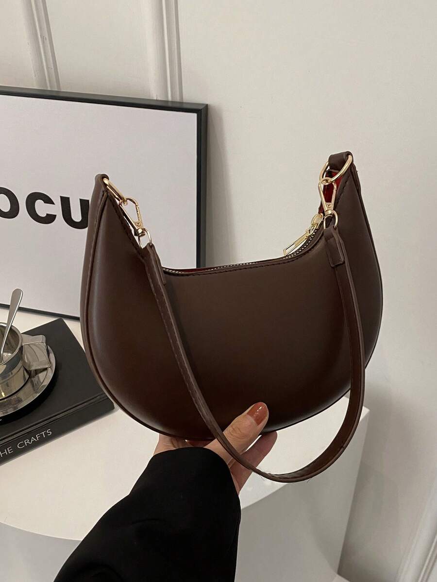 Irene – Minimalist & Chic Crescent PU Leather Shoulder Bag