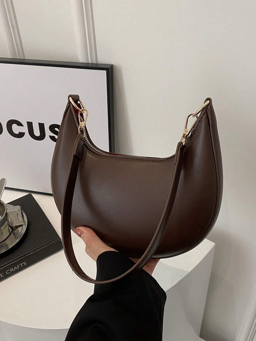 Irene – Minimalist & Chic Crescent PU Leather Shoulder Bag