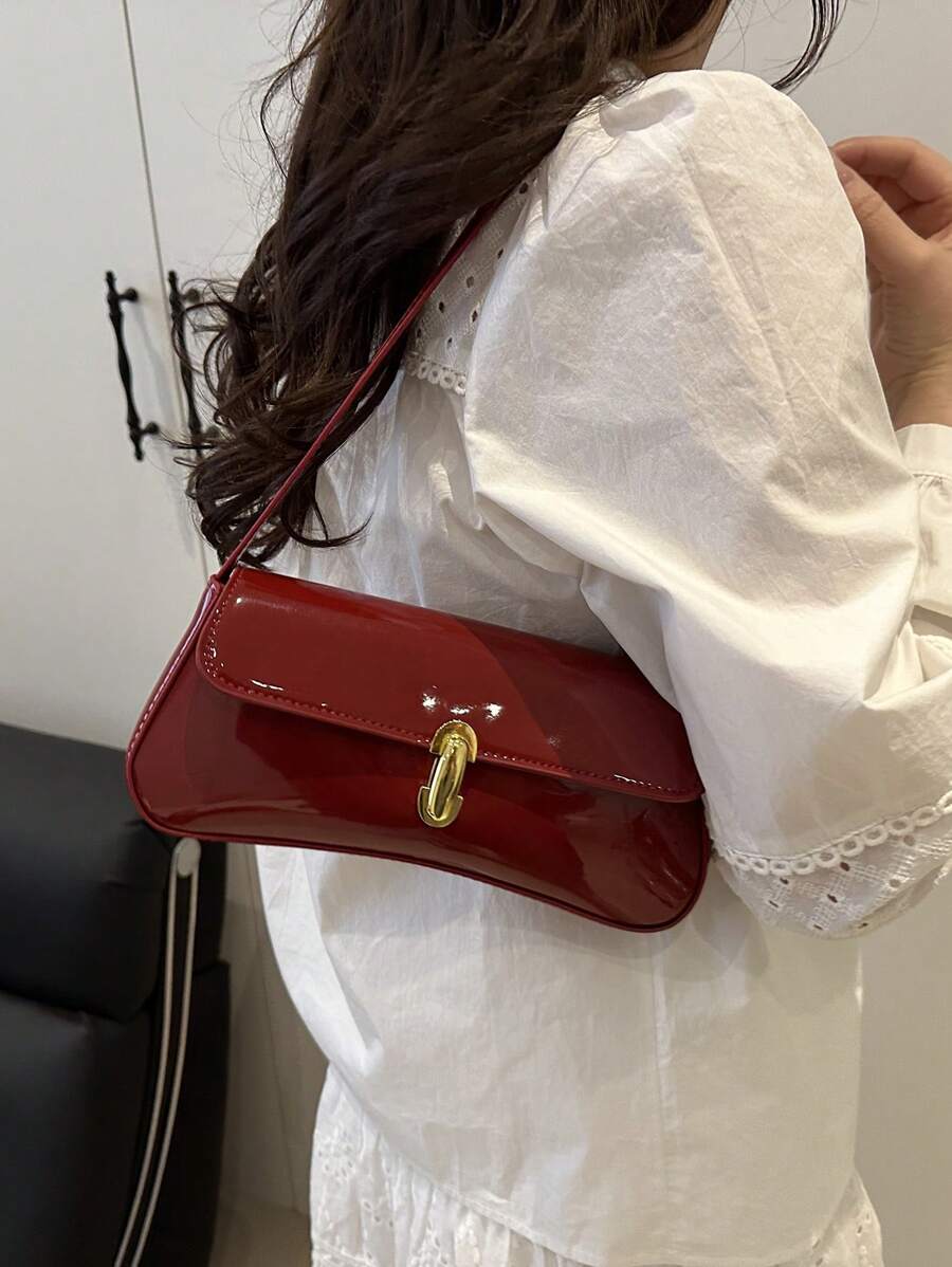 Irene – Retro Flap Accent Faux Leather Shoulder Bag