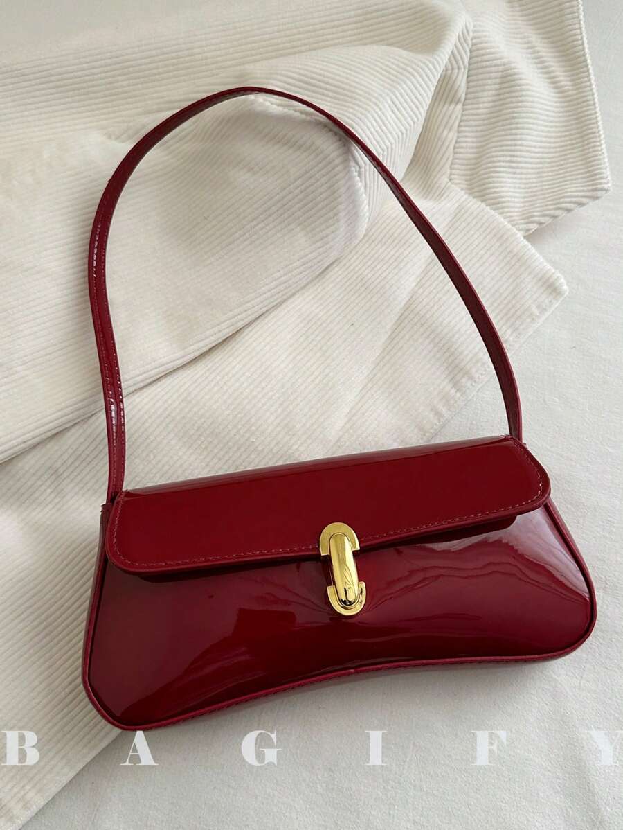 Irene – Retro Flap Accent Faux Leather Shoulder Bag