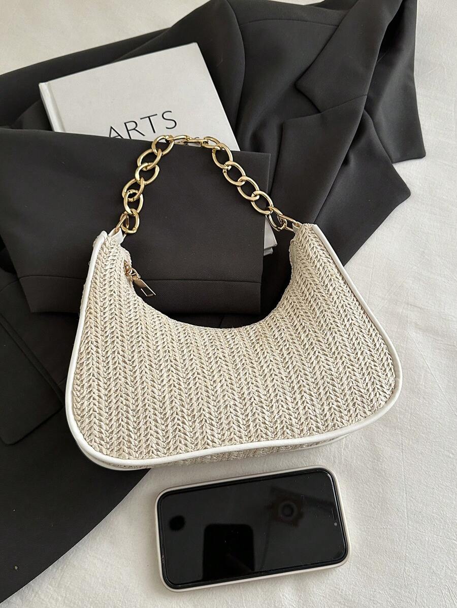 Irene – Versatile Crescent Straw Shoulder Bag