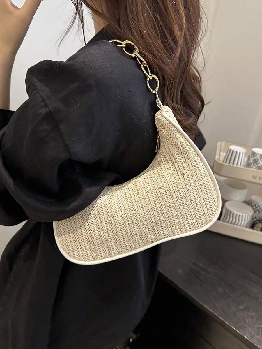 Irene – Versatile Crescent Straw Shoulder Bag