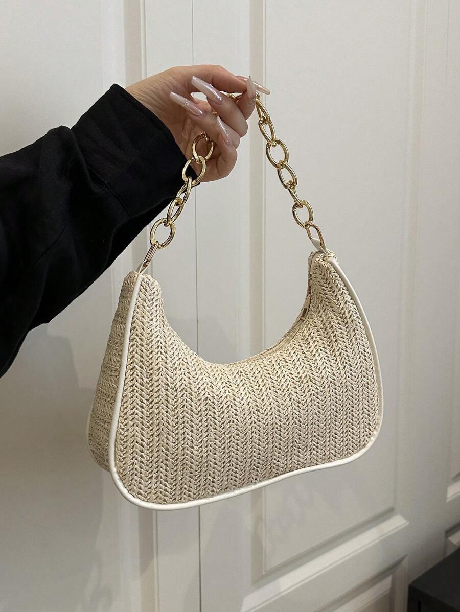 Irene – Versatile Crescent Straw Shoulder Bag