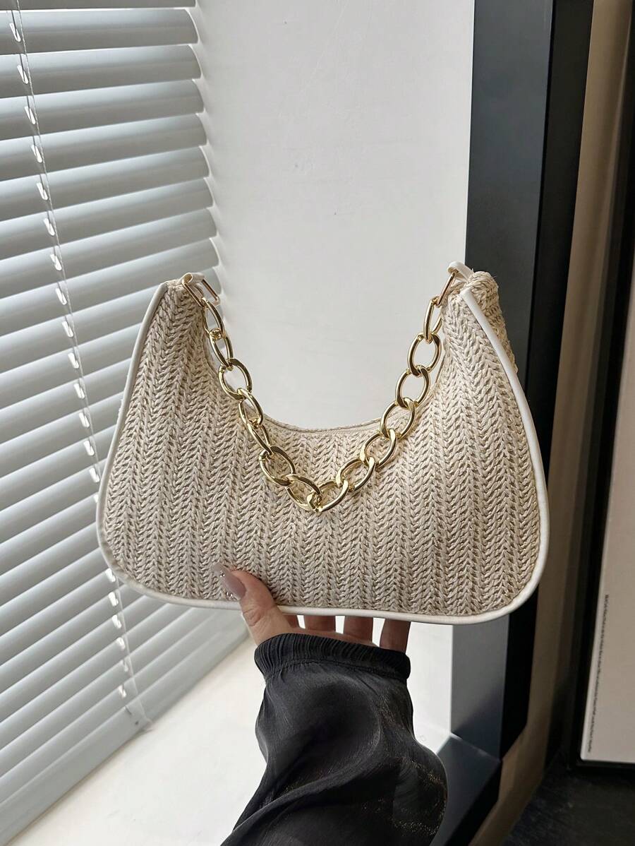 Irene – Versatile Crescent Straw Shoulder Bag
