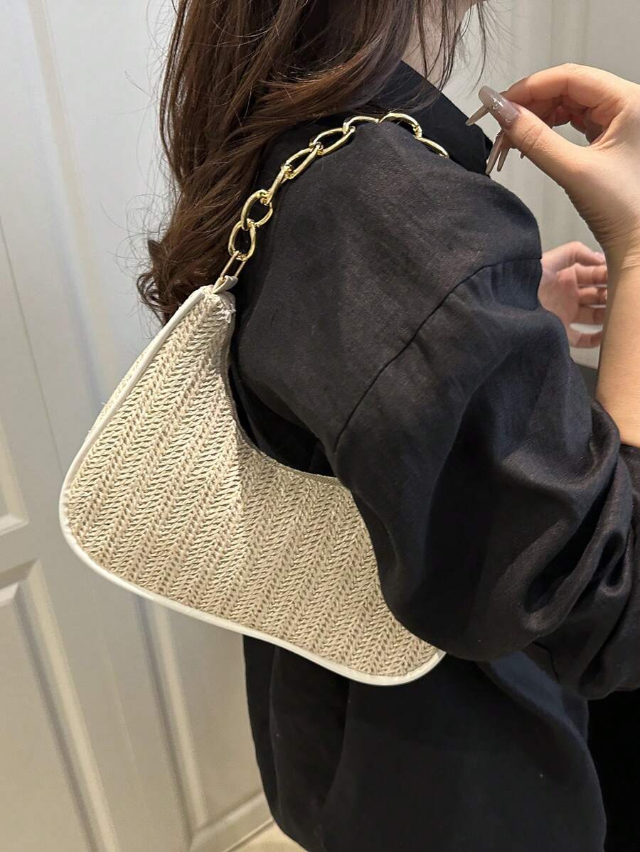 Irene – Versatile Crescent Straw Shoulder Bag