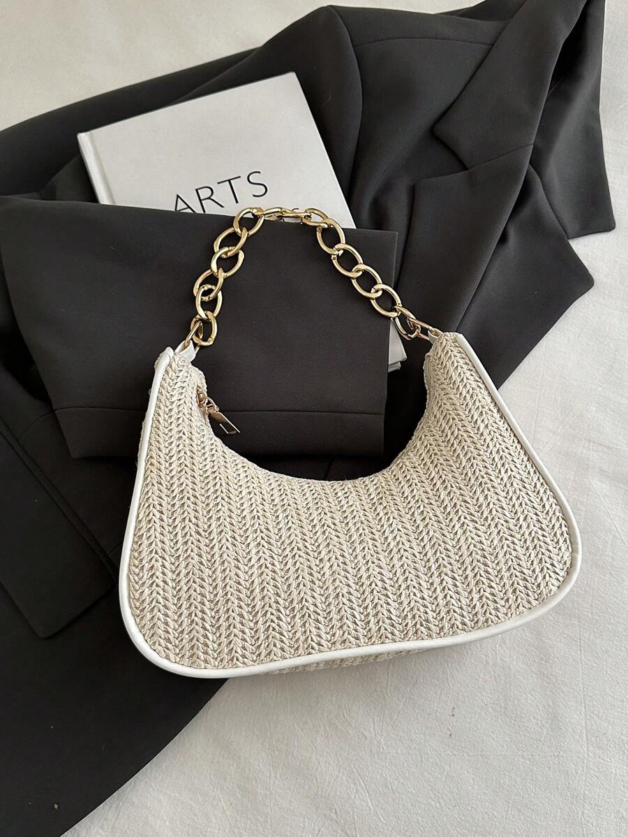 Irene – Versatile Crescent Straw Shoulder Bag