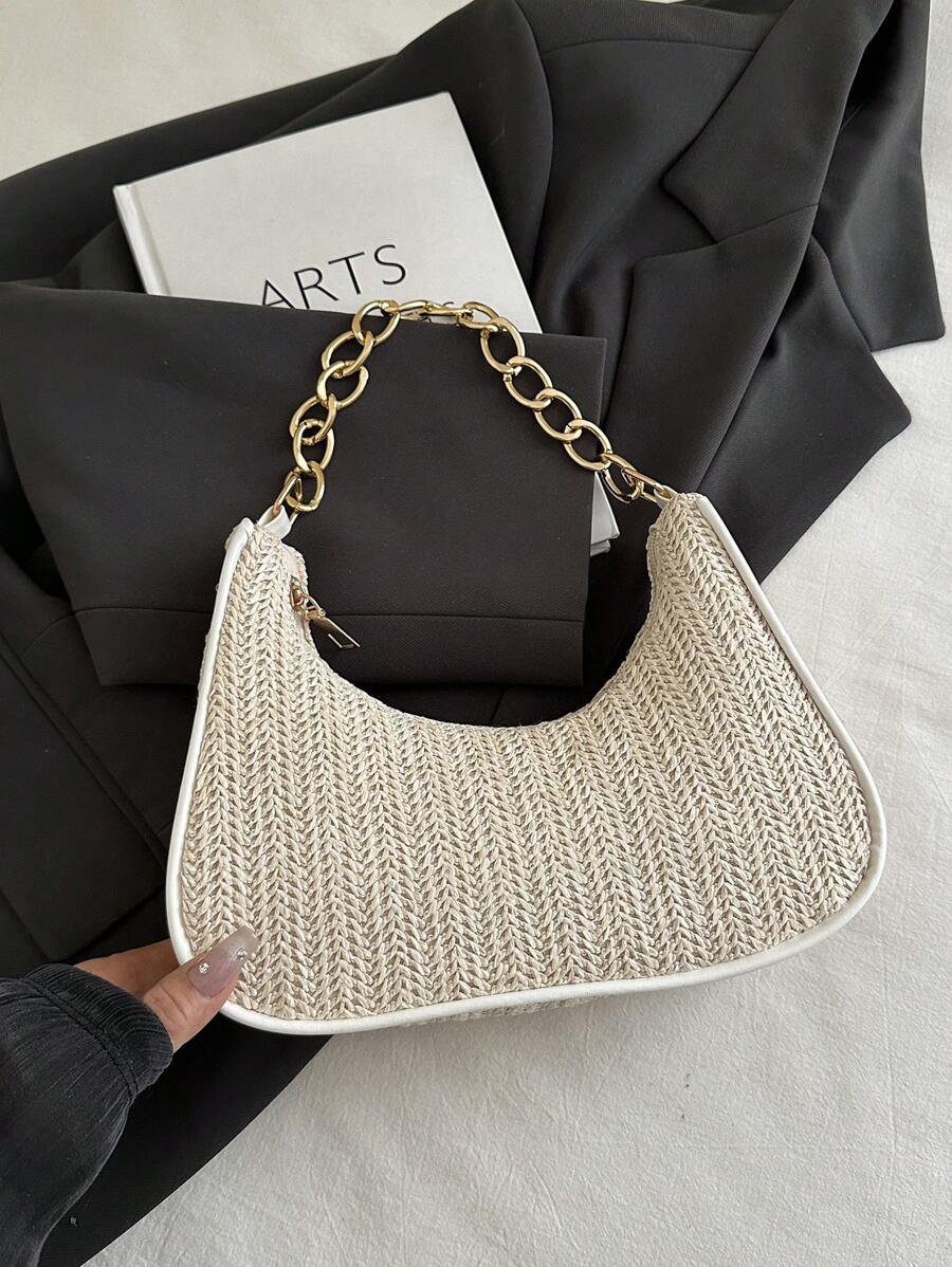 Irene – Versatile Crescent Straw Shoulder Bag