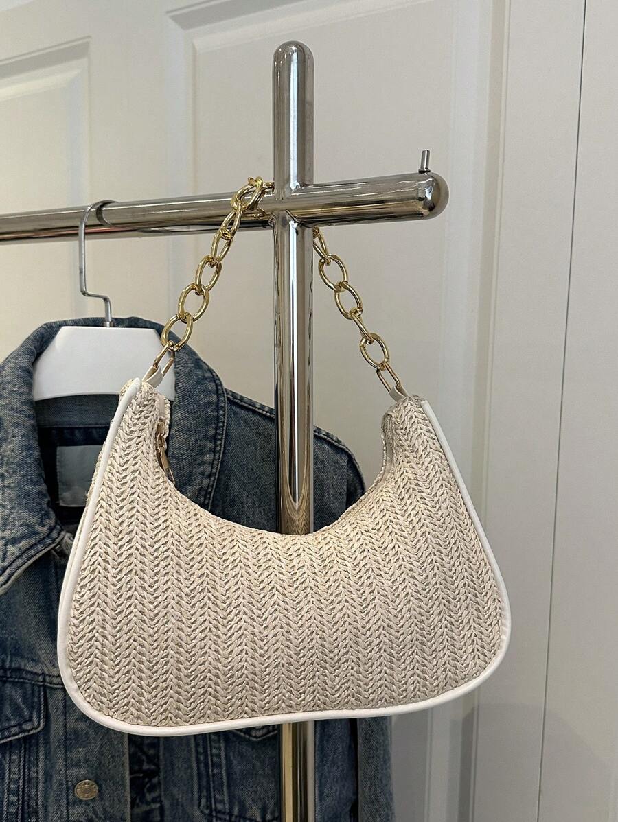 Irene – Versatile Crescent Straw Shoulder Bag