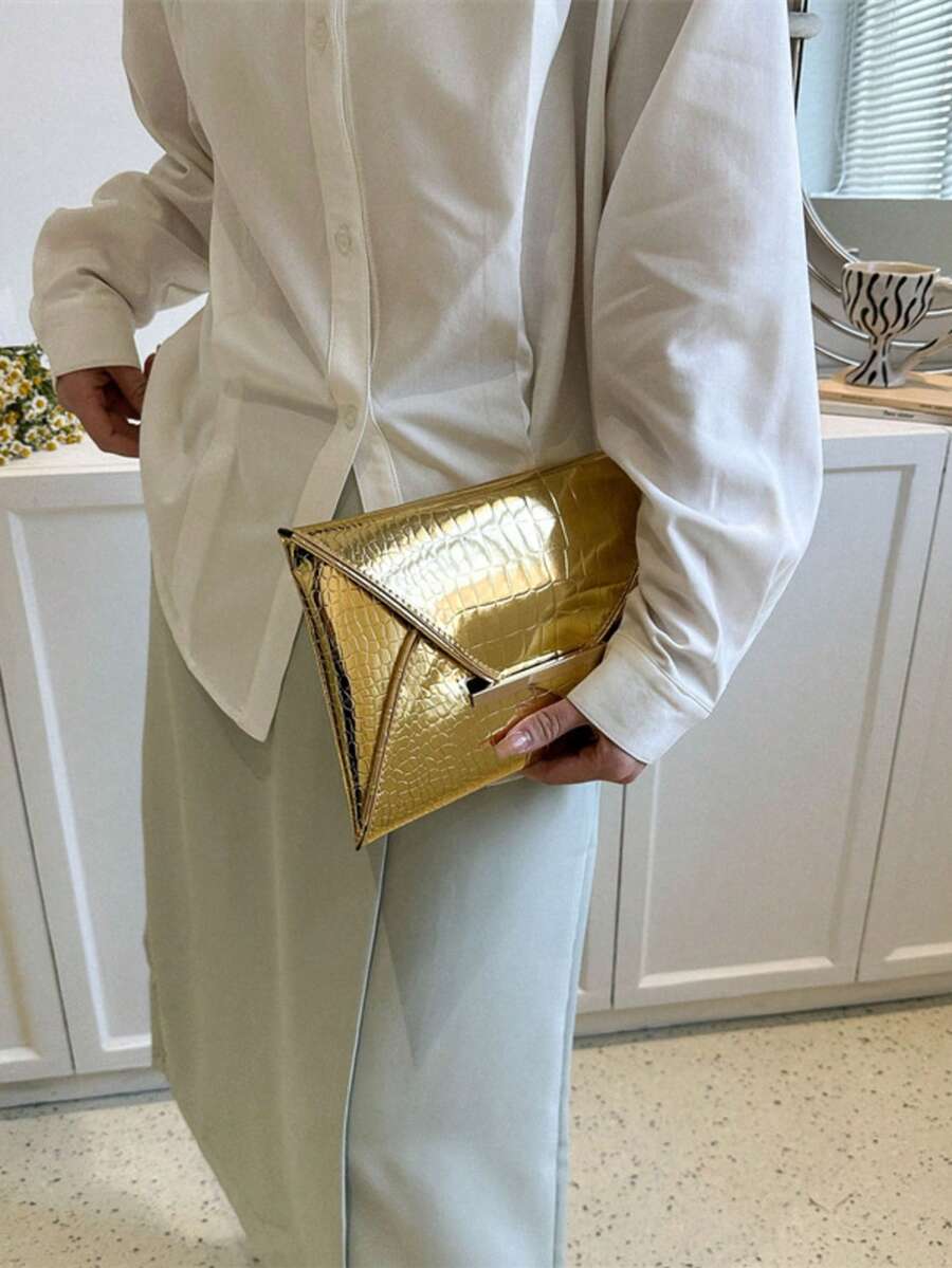 Irene – Elegant Crocodile Print PU Clutch