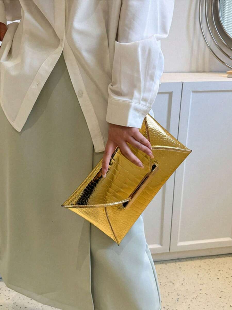 Irene – Elegant Crocodile Print PU Clutch