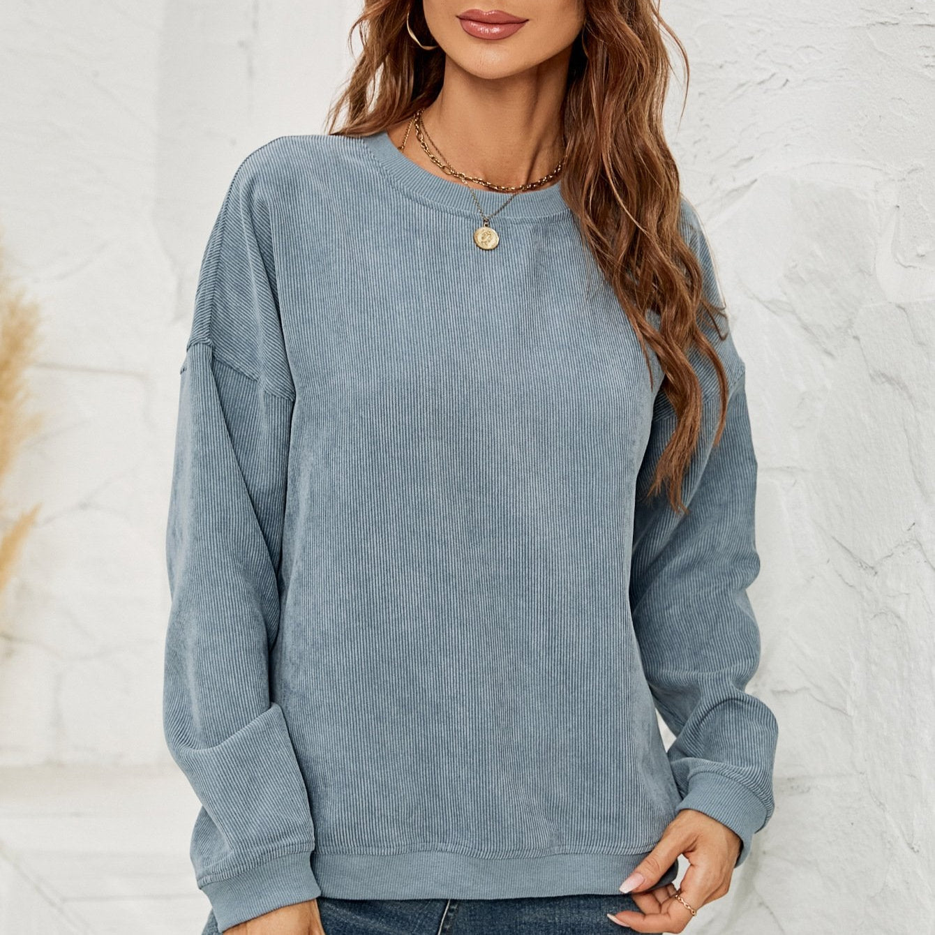 Cord Pullover Sweatshirt with Long Sleeves | Ideal for Spring and Autumn