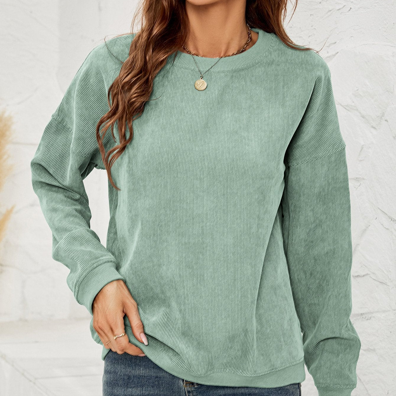 Cord Pullover Sweatshirt with Long Sleeves | Ideal for Spring and Autumn