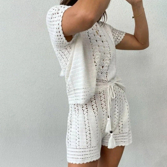 Jacquard Knit Two-Piece Set with Embossed Detail | Ideal for Autumn and Winter