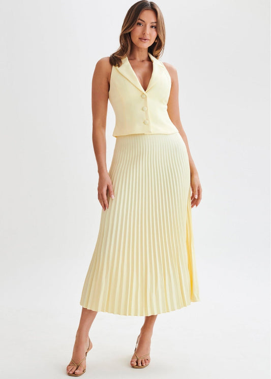 Pleated Long Skirt in Solid Color | Ideal for Summer